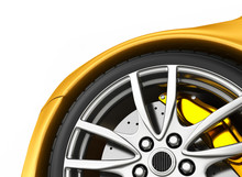 Front Wheel Of A Bright Yellow Car