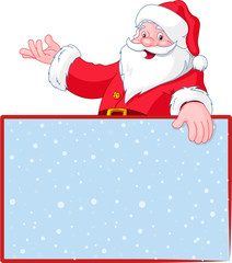 Canvas Print - Christmas Santa Claus over blank greeting (place) card