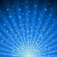 Abstract Blue Star Burst Vector Background.