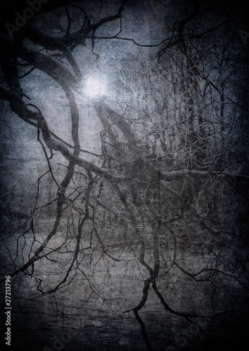 Obraz na płótnie canvas trzyczęściowy "tryptyk" Grunge obraz ciemnego lasu, doskonałe tło halloween