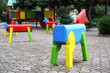 Toy horses in a empty playground in Valletta