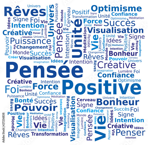 Fotografie, Obraz Nuage de Mots - Pensée Positive en Français