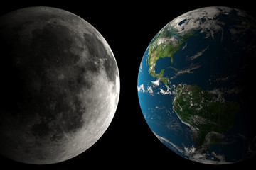 earth and moon