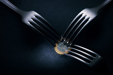Three Forks Fighting Over One Euro Coin,crisis Competition
