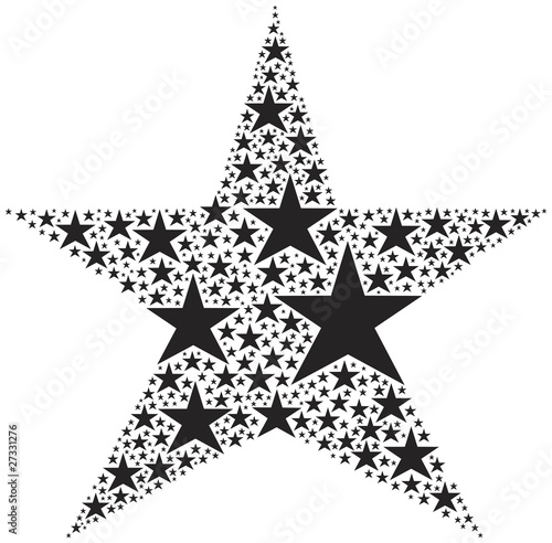 Grande Etoile Et Petites Etoiles En Noir Et Blanc Stock Vector Adobe Stock