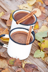 Wall Mural - hot chocolate in the white mugs