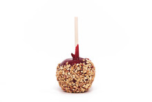 Single Candy Apple Isolated Against A White Background