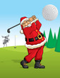 Santa Claus golfing