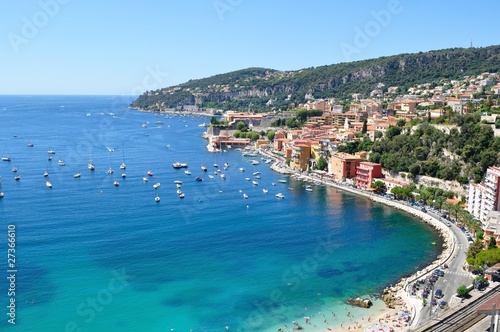 Obraz na płótnie canvas czteroczęściowy "tetraptyk" Costa azzurra, cityfranche sur mer
