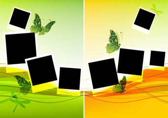 Poster - Collage design, insert your photos, background with butterflies