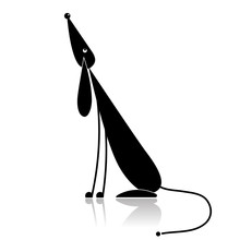 Funny Black Dog Silhouette For Your Design