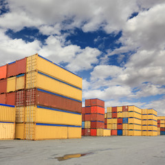 Wall Mural - containers in logistic harbor