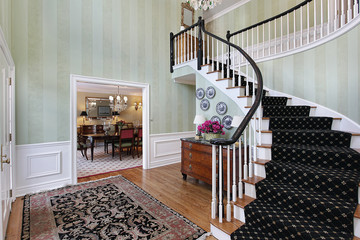 Wall Mural - Foyer with carpeted staircase