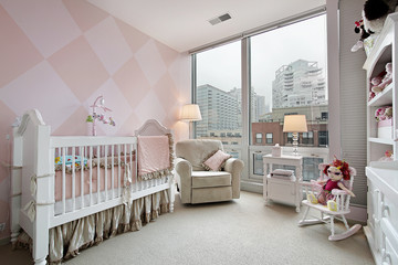 Wall Mural - Baby's room with city view