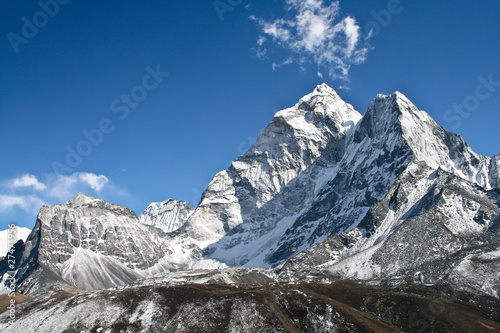 Naklejka samoprzylepna Ama dablam góra, lodowiec khumbu, Nepal