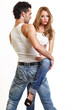 © totti - sexy couple posing on white background