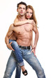 © totti - picture of a sexy topless couple in studio