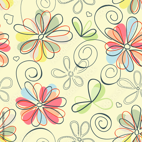 Naklejka na szybę Retro floral background (seamless)