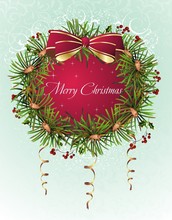 Merry Christmas Background  With Wreath