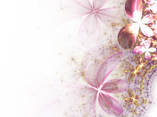 Wall Mural - Pink soft fractal flowers