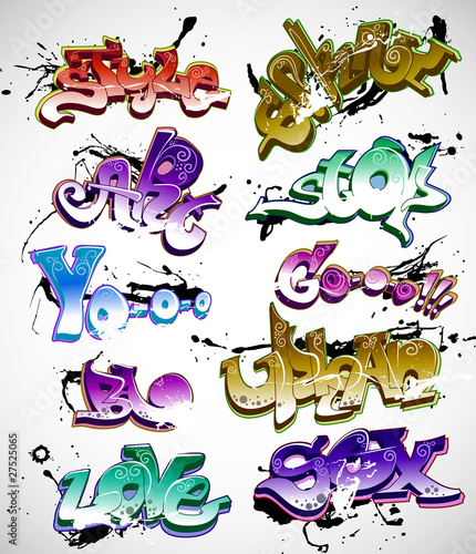 Fototapeta do kuchni Graffiti vector background collection