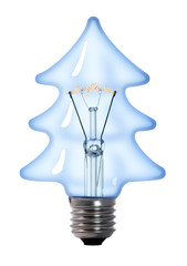 christmas tree tungsten light bulb lamp on white background