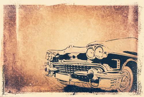 Naklejka dekoracyjna vintage background with a car