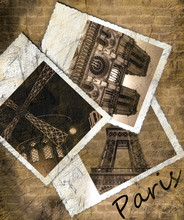 Vintage View Of Paris On The Grunge Background
