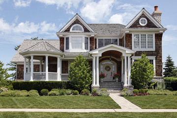 Luxury home with column entry way