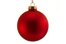 Single Red Bauble Isolated Over White
