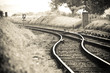 train tracks merging on a vintage railroad line