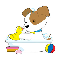 Wall Mural - Cute Puppy Bath