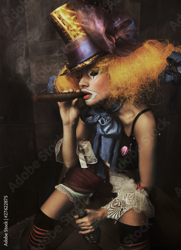 Naklejka dekoracyjna Fine art photo of a bad clown