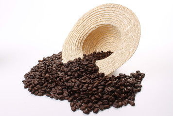 Dark roasted coffee beans