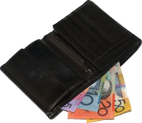 Wallet with Australian dollar bills