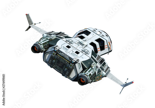 Fotomural spaceship flying back white background