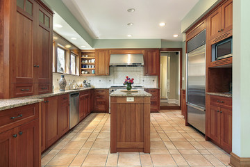 Wall Mural - Kitchen with wood cabinetry