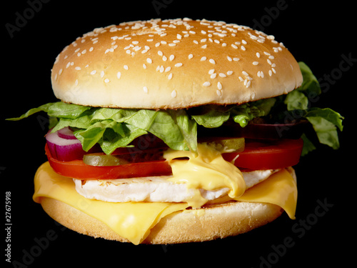 Naklejka samoprzylepna Hamburger na czarnym tle