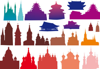 Poster - color church silhouettes collection