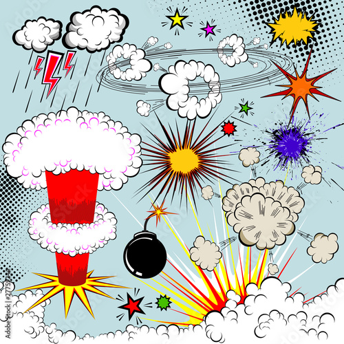 Obraz w ramie Vector comic book explosion elements for your design