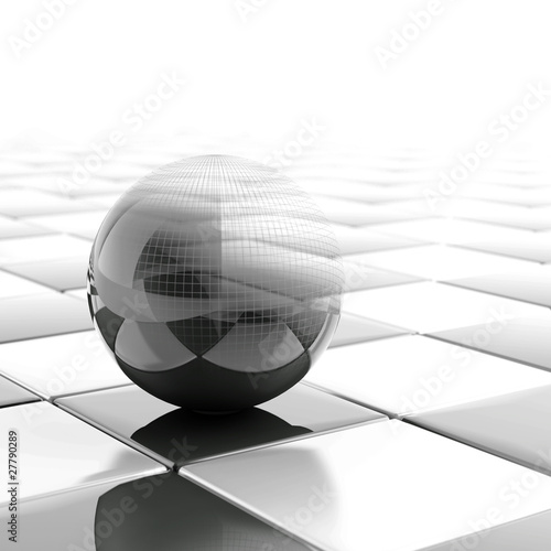black metallic ball with visible wired structure