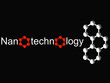 3D designed nanotechnology symbol and white molecule on black