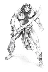 Papier Peint - Tattoo art, sketch of a warrior