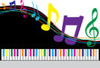 Colorful piano keys with note signs, Vector Illustration