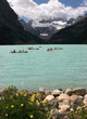 Lake Louise, canoes, Rocky Mountains, Canada
