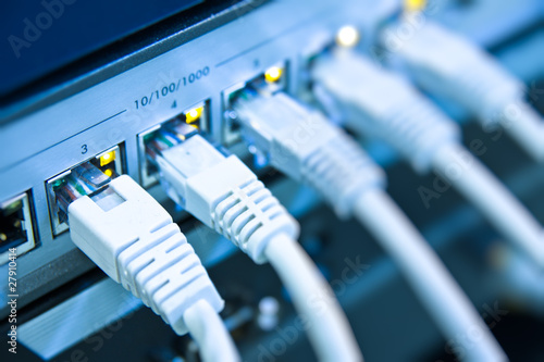 Fotomural network cables connected to switch