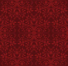 Seamless Red Floral Wallpaper