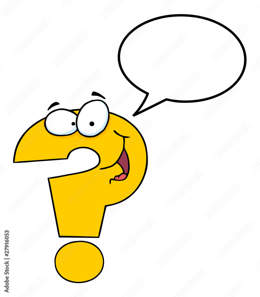 Question Mark Cartoon Character With Speech Bubble Stock Vector | Adobe  Stock, image size:875x1000