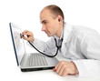 © spaxiax - Doctor with stethoscope fixing laptop