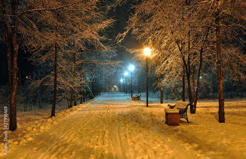 Naklejka - mata magnetyczna na lodówkę Winter snowly park